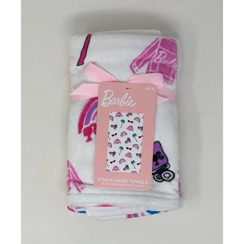 Set of 2 Barbie Vintage 70s Retro Rainbows Roller Skates Hand Towels 16